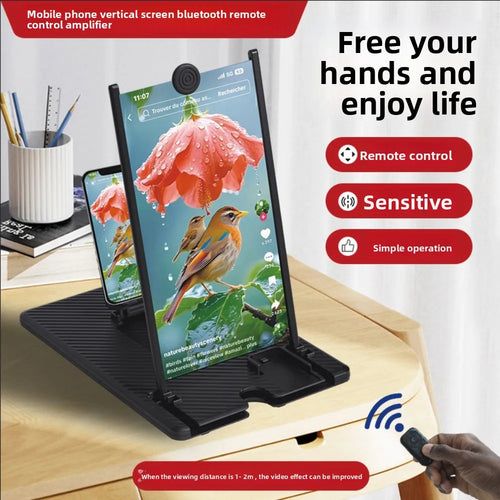 Vertical Phone Screen Amplifier Stand with Remote Control Desktop Large Screen Ultra HD Mobile Screen Projection Holder