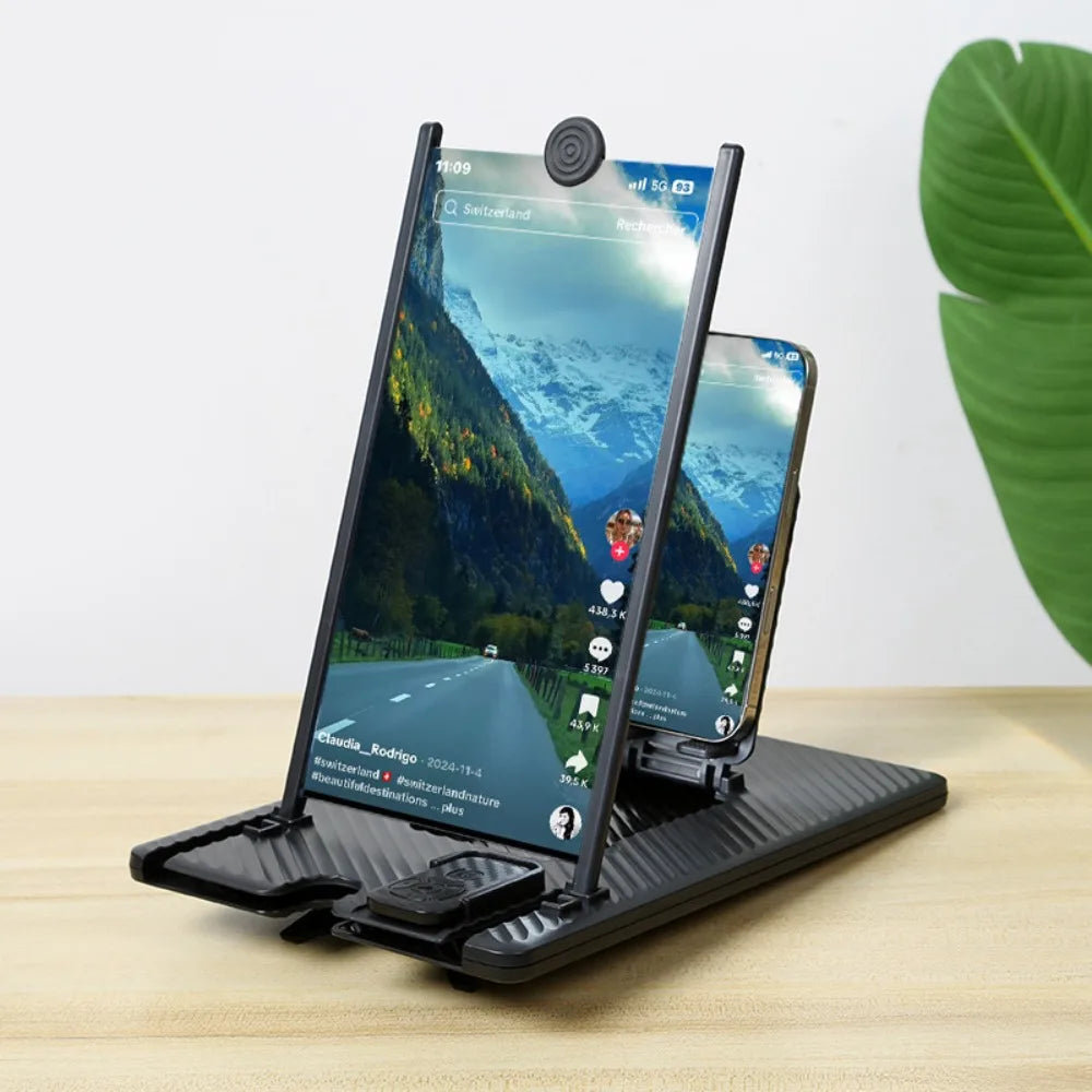 Vertical Phone Screen Amplifier Stand with Remote Control Desktop Large Screen Ultra HD Mobile Screen Projection Holder